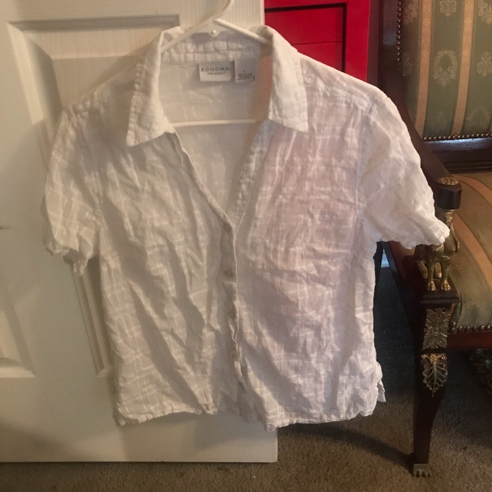 Sonoma Womens Large Button Down White Career Shirt